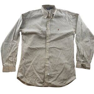 Polo Ralph Lauren Men's Shirt XXL White Striped Button-Down Cotton Casual Top